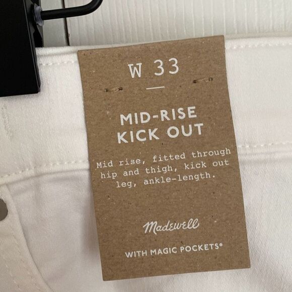 Madewell Kick Out Crop Jeans in‎ Pure White Size 33 NWT - Picture 5 of 13